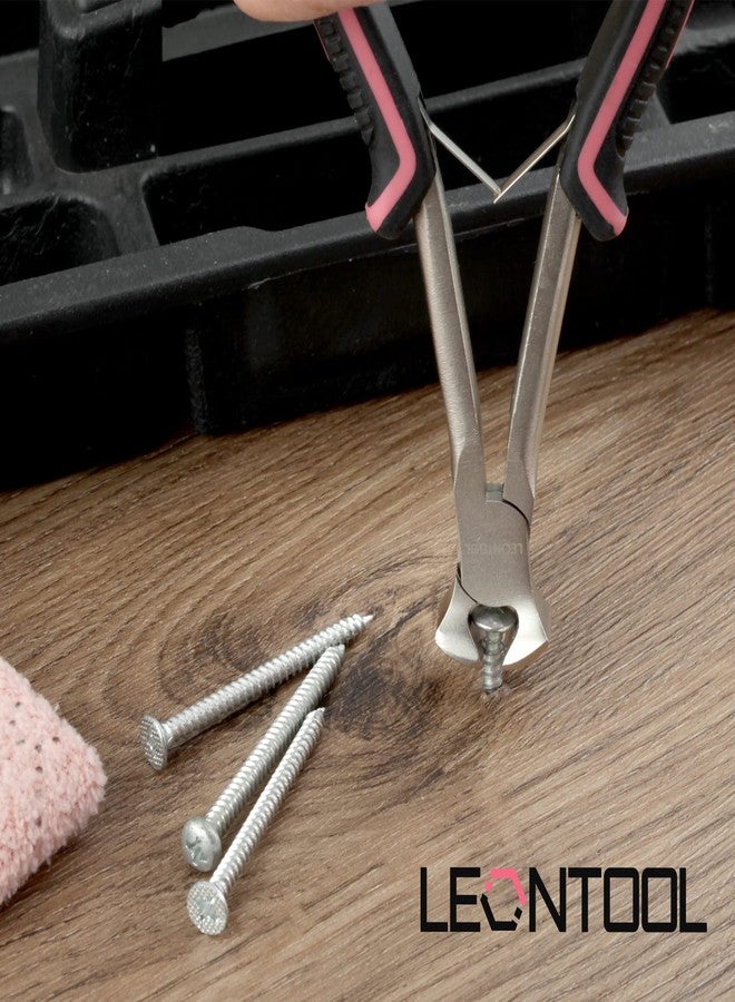 LEONTOOL Long Reach End Cutting Pliers 5.5 Inches End Nipper Cutting Pliers Nail Puller for Zipper Install Stops Repair Kit, Wire Cutter for Jewelry Making Working In Tight Spaces Pink Tool for Women - Image 3