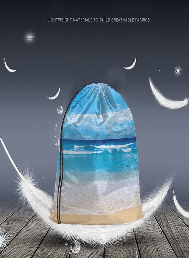 Beabes حقيبة ظهر برباط للشاطئ من بيبيز، حقيبة ظهر زرقاء بنمط ساحلي بحري، حقيبة رياضية برباط، حقيبة يوغا للرجال والنساء - Image 2