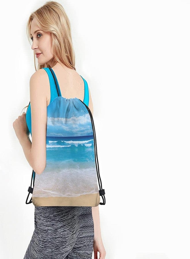 Beabes حقيبة ظهر برباط للشاطئ من بيبيز، حقيبة ظهر زرقاء بنمط ساحلي بحري، حقيبة رياضية برباط، حقيبة يوغا للرجال والنساء - Image 4