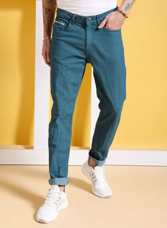 Men Slim Fit Solid Mid-Rise Stretchable Jeans