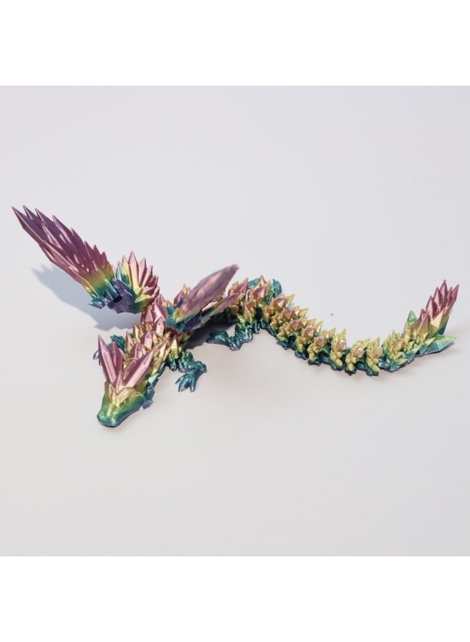 3D Printing Crystal Dragon Wings Joint Active Creative Dragon Ornaments Hand-made Gift Toys Cross-border-Colour:20.7cm Crystal Flying Dragon-candy Color/random Color, Please Don’t Take Pictures If You Mind  - Image 1