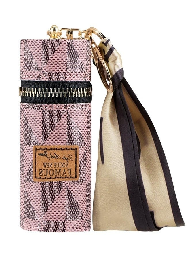 حقيبة تنظيم أحمر الشفاه وملمع الشفاه الصغيرة الأنيقة من نورفن - حقيبة مكياج للسفر مع سلسلة مفاتيح، صغيرة الحجم وأنيقة للاستخدام اليومي أو السفر - حقيبة تخزين مستحضرات التجميل بسحاب للنساء والفتيات - وردي - Image 1