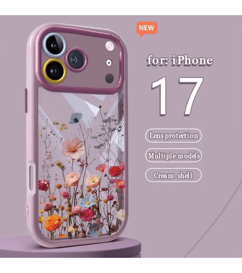 Black Phone Case For iPhone 17 Beautiful Floral Pattern Drop Protection Scratch Resistant Anti Shatter Design - Image 3