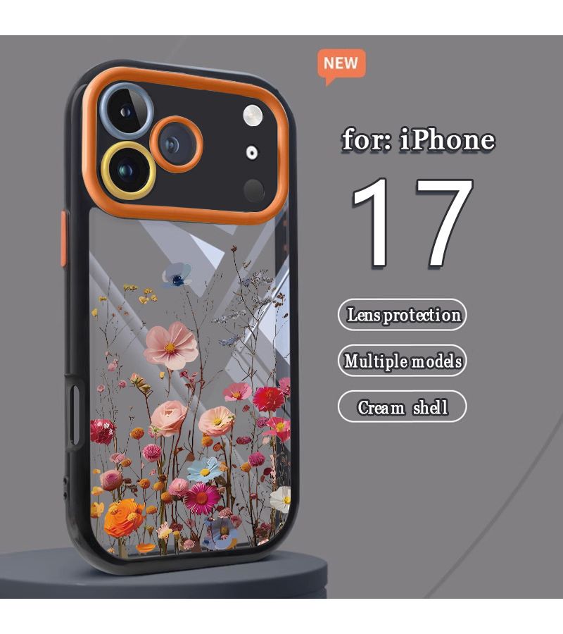 Black Phone Case For iPhone 17 Beautiful Floral Pattern Drop Protection Scratch Resistant Anti Shatter Design - Image 5