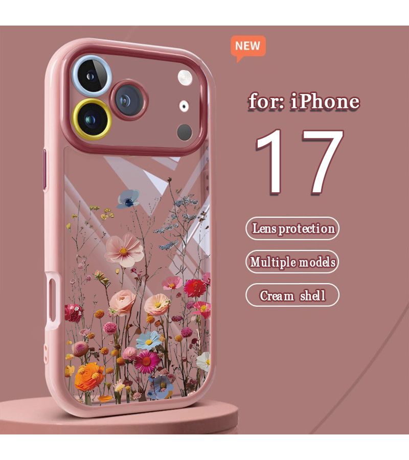 Black Phone Case For iPhone 17 Beautiful Floral Pattern Drop Protection Scratch Resistant Anti Shatter Design - Image 4