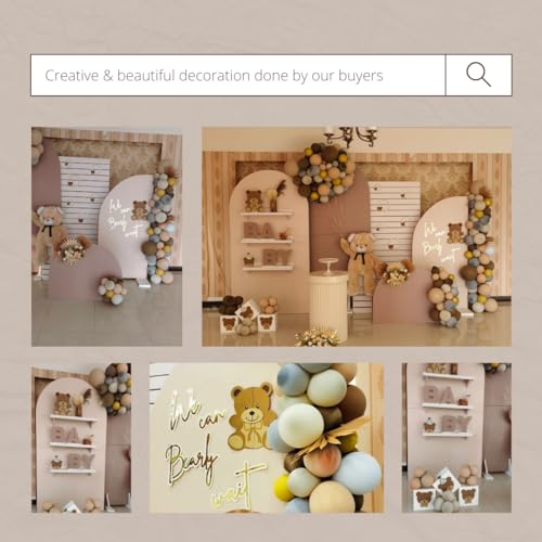 Pinfliers Teddy Bear Theme Birthday Party Decoration Paper Wreaths, A Set of 6, Brown, Mint and Off White - Image 2