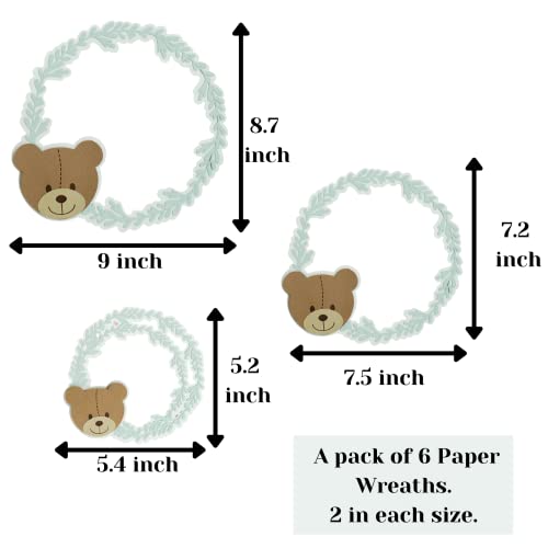 Pinfliers Teddy Bear Theme Birthday Party Decoration Paper Wreaths, A Set of 6, Brown, Mint and Off White - Image 3