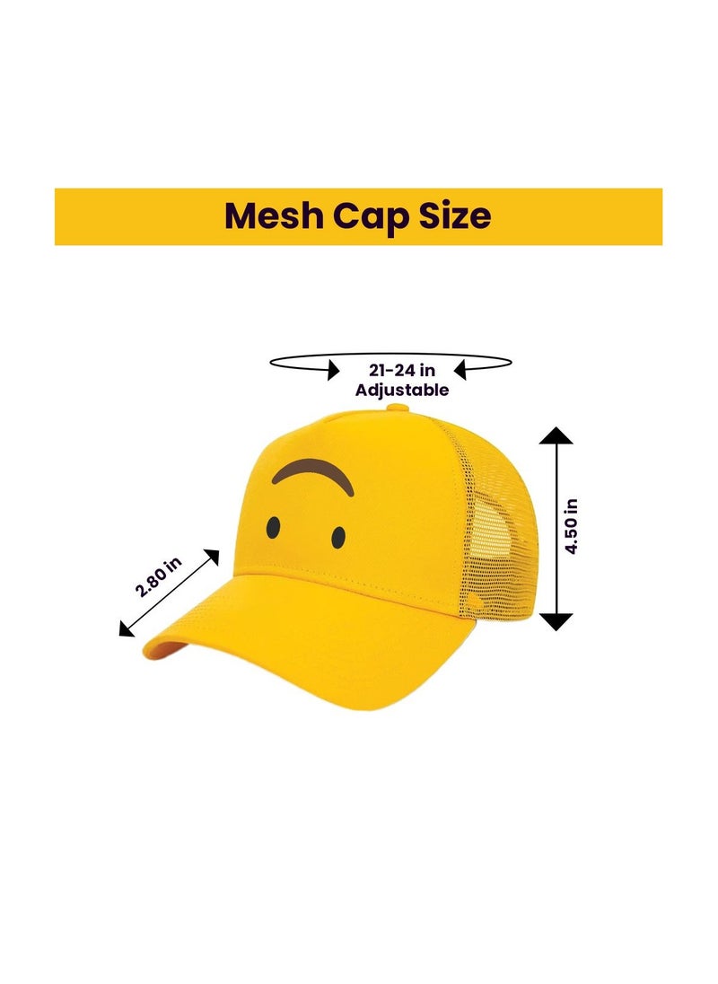 PRINTSHOP4ME - Kids Yellow Smiley Face Pack Of 2 T-Shirt And Cap Combo–Unisex Round Neck Short Sleeve Cotton T-Shirt - Image 1