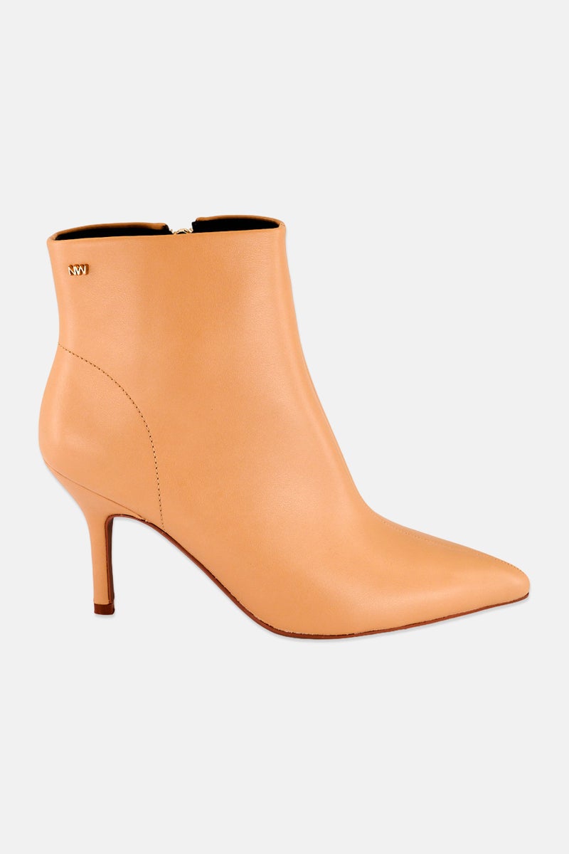 NINE WEST Women Drake Zipper Closure Ankle Boots, Tan - Image 4