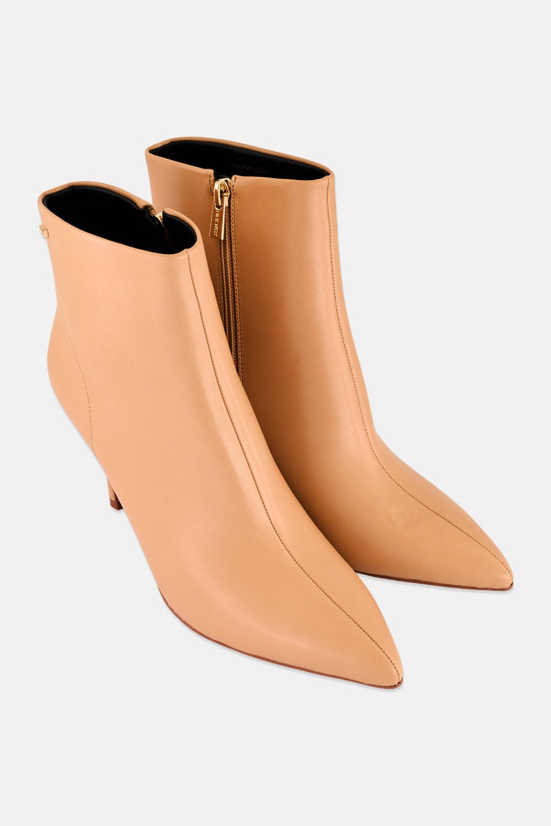 NINE WEST Women Drake Zipper Closure Ankle Boots, Tan - Image 3
