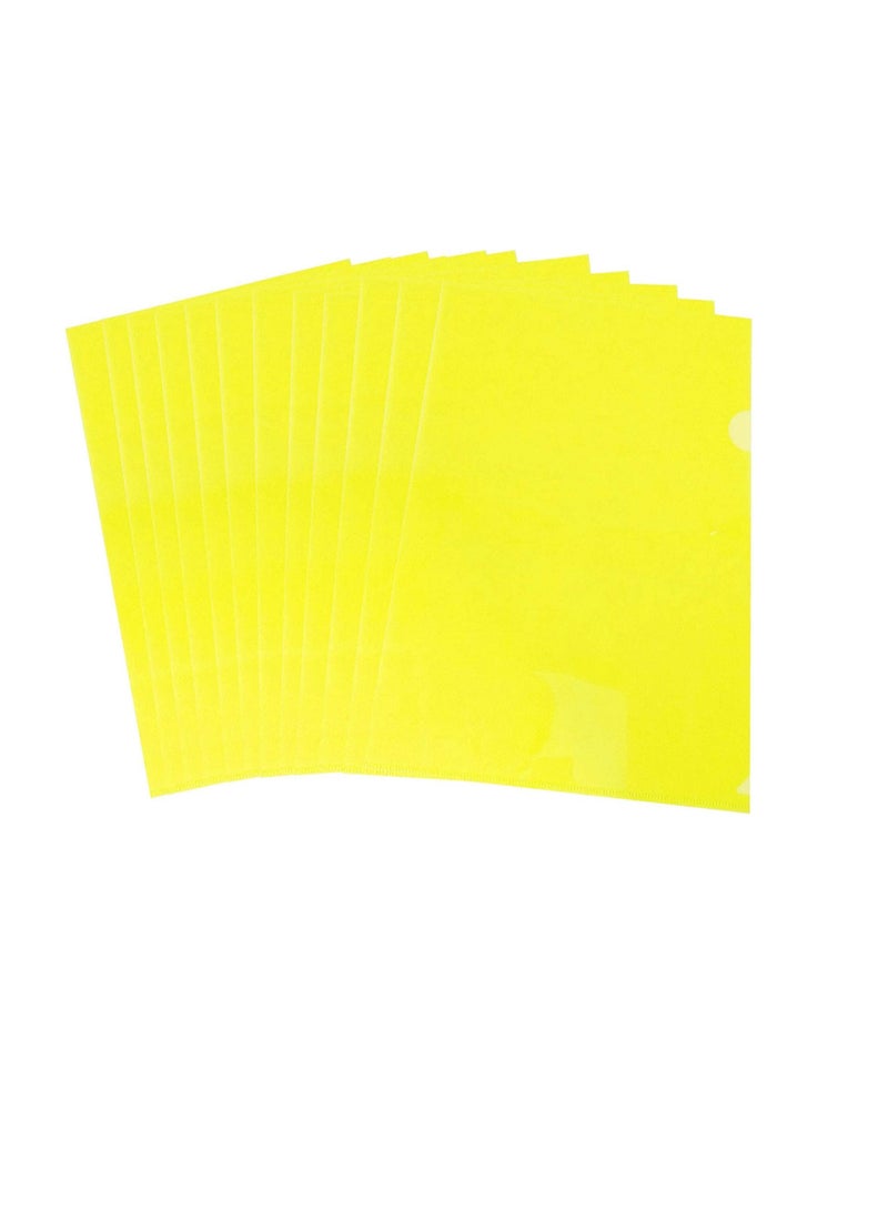 MARKQ حافظة بلاستيكية A4، مجلدات من نوع L، جيوب مشاريع شفافة، غلاف مستندات ورقية للمكتب، تخزين ورق، أصفر (عبوة من 12)  - Image 1