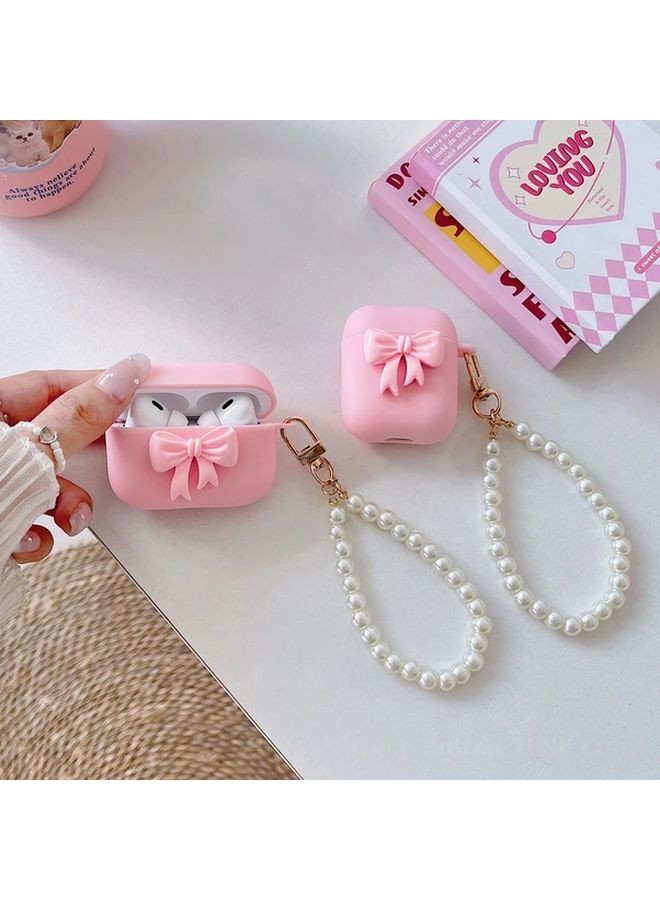 Pink Bow Pearl Pendant Case For AirPods Pro Anti Scratch Drop Protection Cover - Image 3