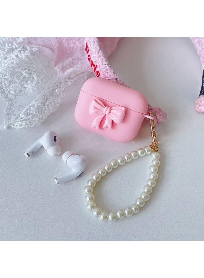 Pink Bow Pearl Pendant Case For AirPods Pro Anti Scratch Drop Protection Cover - Image 5