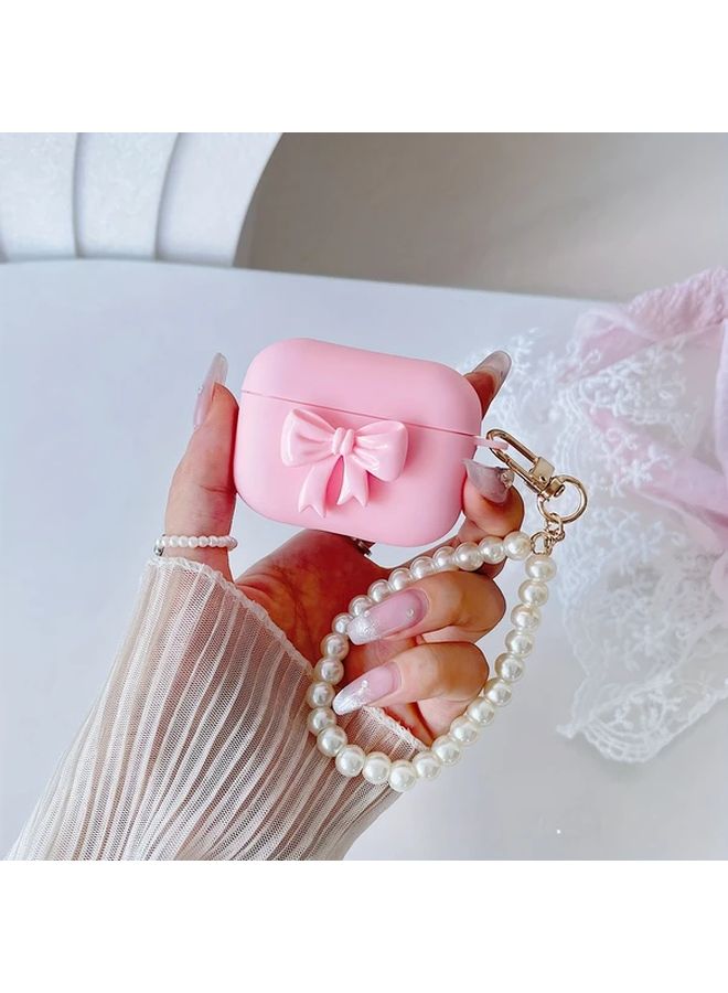 Pink Bow Pearl Pendant Case For AirPods Pro Anti Scratch Drop Protection Cover - Image 2