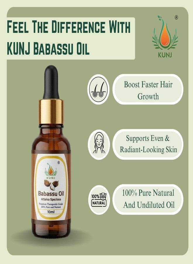KUNJ Babassu Oil 10ml – 100% Pure & Natural Cold Pressed Undiluted Carrier Oil for Hair, Skin, Face & Body Care | Lightweight Non-Greasy Moisturizing Oil | Fast Absorbing - Image 2