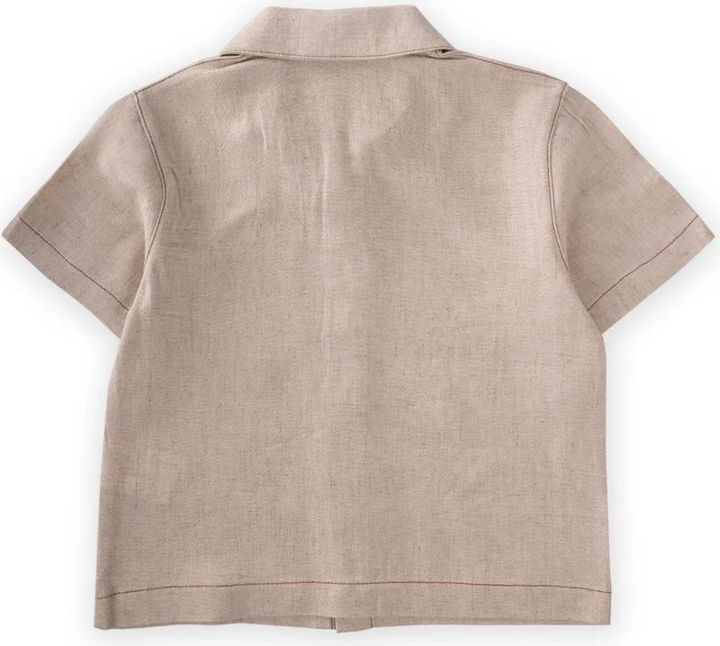 Cigit Short Sleeve Linen Shirt Natural