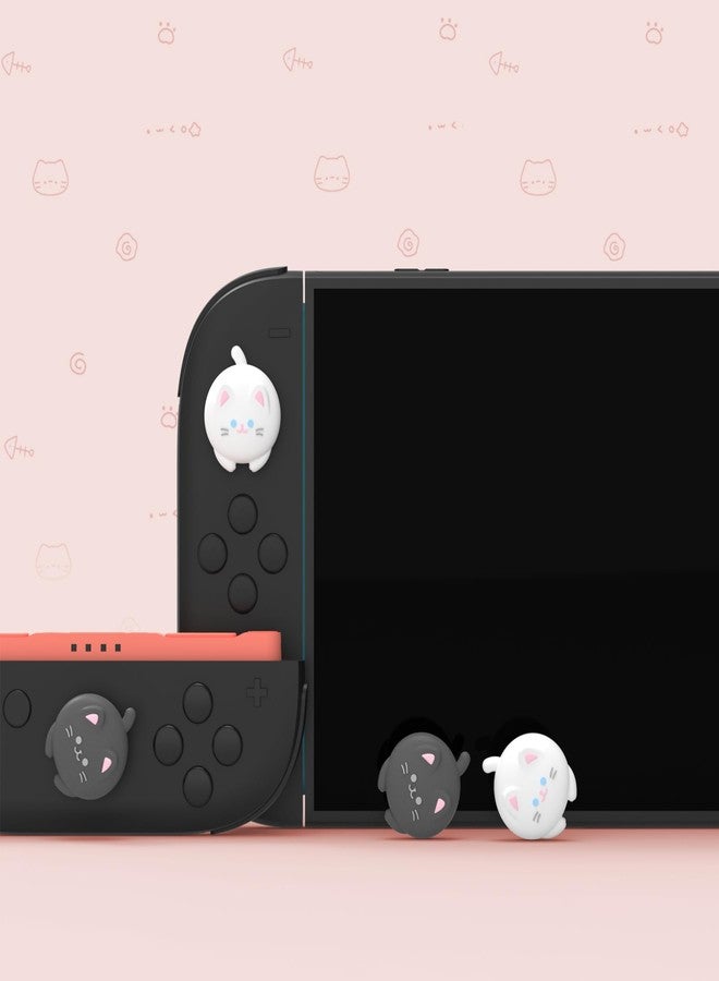 PlayVital 4 Pcs Thumb Grips for Nintendo Switch 2, Kawaii Silicone Thumbstick Caps for Joycon 2, Joystick Cover for Switch 2 Accessories - Cutie Kitty - Image 3
