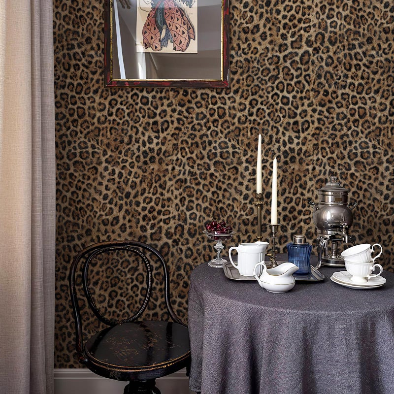 JiffDiff Upgrade Leopard Print Peel and Stick Wallpaper, 17.3" x 120" Waterproof Removable Self Adhesive Wallpaper, Brown Unique Funky Cheetah Contact Paper for Bedroom, Bathroom, Decor - Image 5