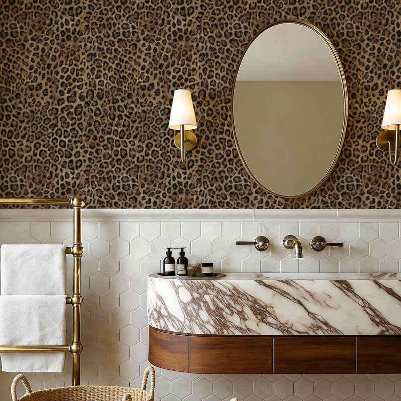 JiffDiff Upgrade Leopard Print Peel and Stick Wallpaper, 17.3" x 120" Waterproof Removable Self Adhesive Wallpaper, Brown Unique Funky Cheetah Contact Paper for Bedroom, Bathroom, Decor - Image 4