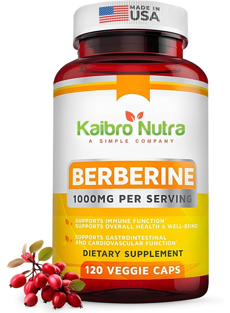 Simple-Organics Berberine 1000mg - 120 Veggie Caps- Supports Healthy Immune Function - Image 1