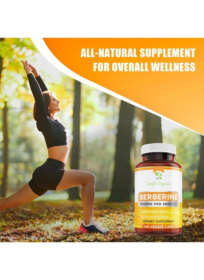 Simple-Organics Berberine 500mg (1000mg Per Serving) - 120 Veggie Caps- Supports Healthy Immune Function  - Image 4