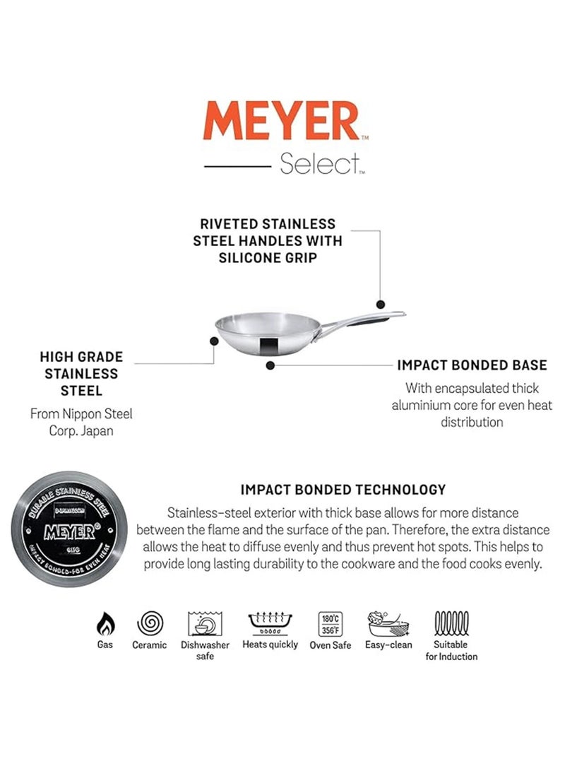 Meyer Select 28cm Stainless Steel Frying Pan – Induction Compatible Frypan, Oven & Dishwasher Safe, Even Heat Base, Metal Utensil Safe - Image 4