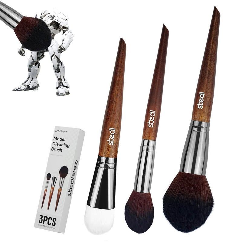 Stedi stedi Model Cleaning Brush Kit, Model Hobby Making Tools, 2 Soft and 1 Stiff Figure Duster Brush, Model Dusting Brush for Statues, Gundam, Scale Military Hobby Crafts - Image 1