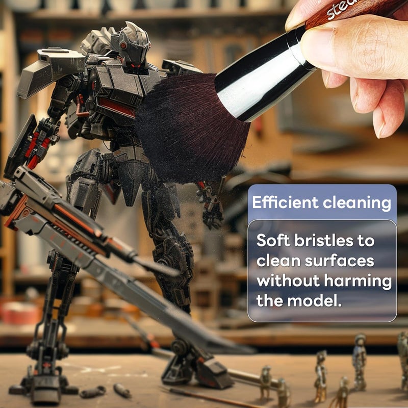 Stedi stedi Model Cleaning Brush Kit, Model Hobby Making Tools, 2 Soft and 1 Stiff Figure Duster Brush, Model Dusting Brush for Statues, Gundam, Scale Military Hobby Crafts - Image 2
