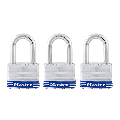 Master Lock 5TRILFPF Outdoor Padlock with Key, 3 Pack Keyed-Alike - Image 1