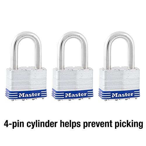 Master Lock 5TRILFPF Outdoor Padlock with Key, 3 Pack Keyed-Alike - Image 5