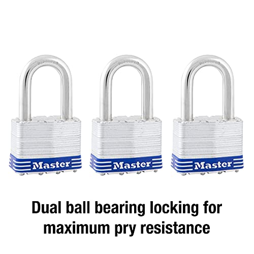 Master Lock 5TRILFPF Outdoor Padlock with Key, 3 Pack Keyed-Alike - Image 4
