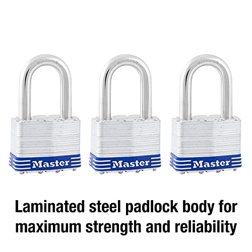 Master Lock 5TRILFPF Outdoor Padlock with Key, 3 Pack Keyed-Alike - Image 2