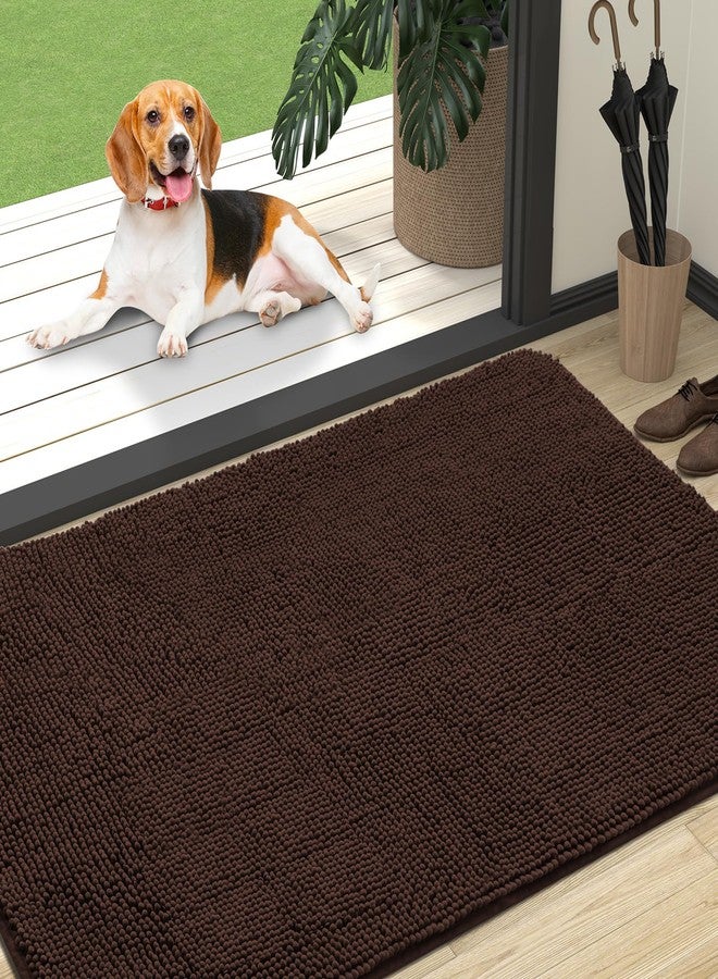 OLANLY Dog Door Mat for Muddy Paws 47x32, Absorbs Moisture and Dirt, Absorbent Non-Slip Washable Mat, Quick Dry Chenille, Mud Mat for Dogs, Entry Indoor Door Mat for Inside Floor, Brown - Image 1