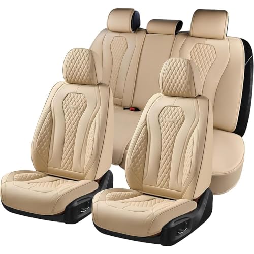 Coverado Automotive Seat Covers Car Seat Covers Full Set Beige Car Seat Cover Car Seat Cushion Waterproof Front Seats Back Seat Covers Car Seat Protector Universal Fit Most Cars