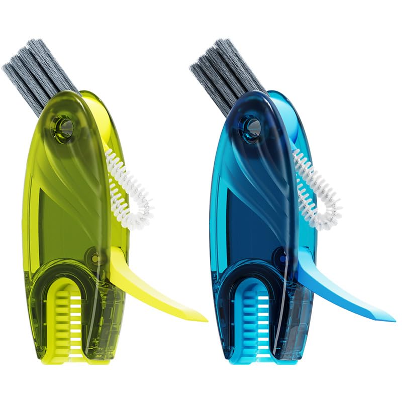 CraftinAround 4 in 1 Cup Lid Cleaning Brush Set Multifunctional Bottle Brush Cleaner Tiny Bottle Cup Lid Brush Straw Cleaner Tools Mini Silicone Bottle CupHolder Cleaner with Hook Remover Green Blue - Image 1