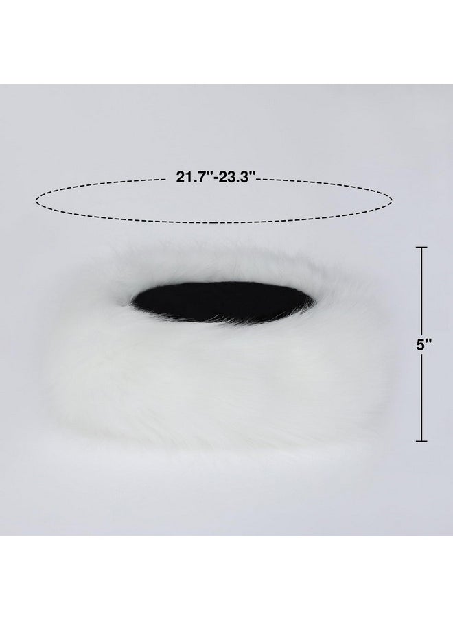 Aiphamy - Winter Fluffy Faux Fur Headband Hat Ear Warmer Head Wrap Head Warmer For Women (White) - Image 1