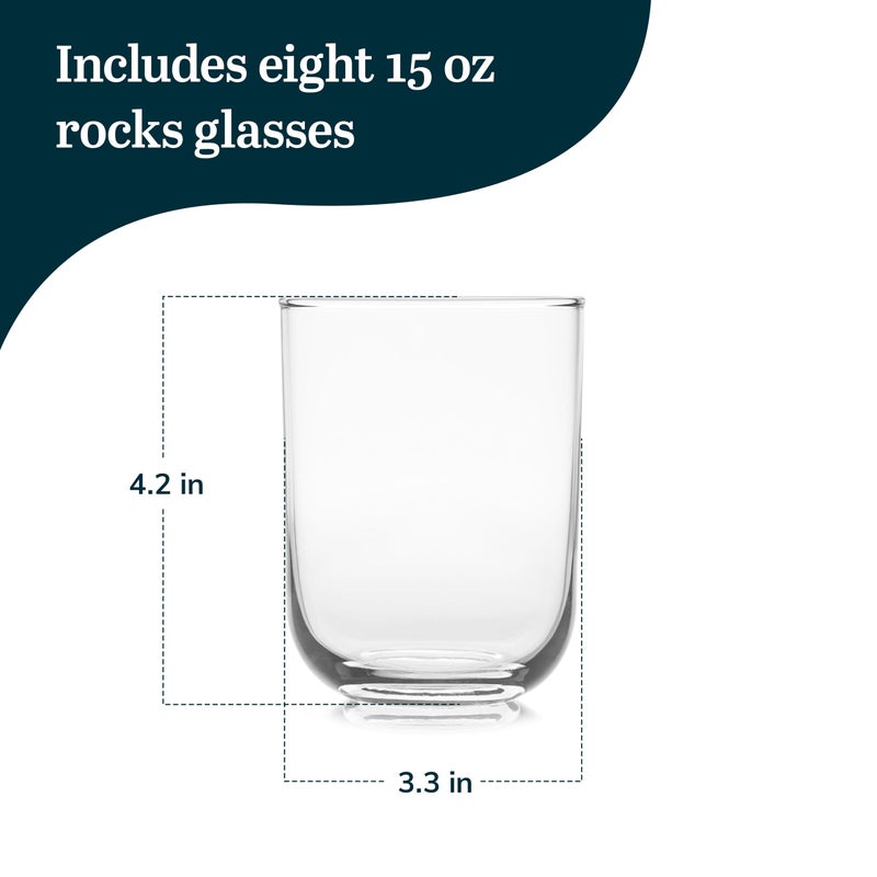 Libbey Polaris Rocks Glasses Set, Sophisticated Glassware Drinking Glasses Set of 8, Dishwasher Safe Glasses for Birthdays, Weddings, Anniversaries - Image 3