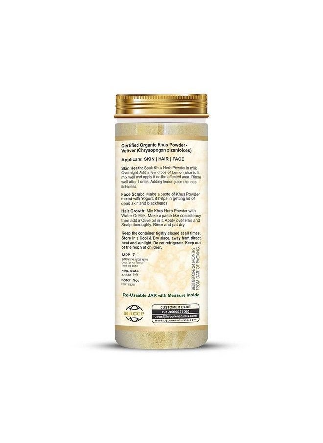 byPurenaturals Organic Rare Herbs Khus Powder 110 Grams ; Boosts Hair Growth ; Face Scrub ; For Healthy Skin And Hair ; Farm Processed Vetiver Powder ; For All Skin Types ; For Men And Women…  - Image 3