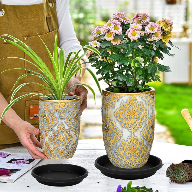 NIMYAU 5 Pack Plant Saucer 6 Inch,8 10 12 14 16 18 20 Inch, Heavy Sturdy Plant Trays for Pots, Plant Water Catcher Tray for Plants, Plastic Plant Saucers for Indoors no Holes - Image 3