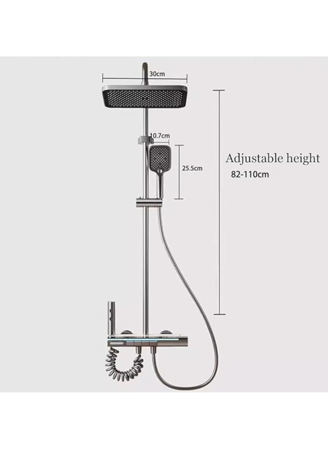 Hihonor 4-Function Gun Gray Shower Faucet Set Shower System Wall Mount, Digital Display Shower Faucet Set with Bathtub Faucet, 4 Piano Keys Rainfall Shower Set with Shower Head And Handheld,Gun gray  - Image 3