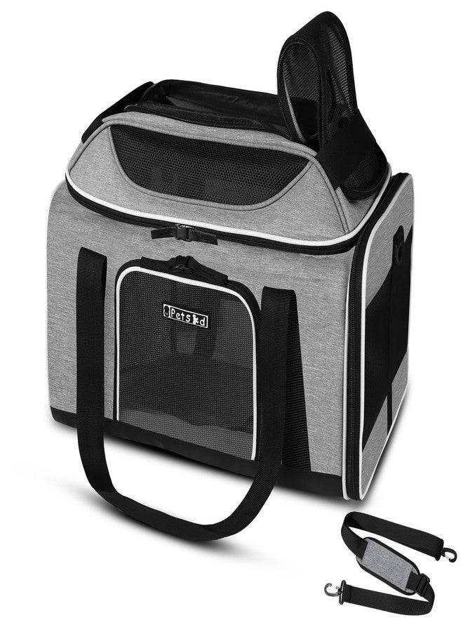 Petskd Top-Expandable Pet Carrier 18x13x9.5 Inches Southwest Airline Approved, Soft-Sided Carrier for Small Cats and Dogs with Locking Safety Zippers and Anti-Scratch Mesh(Grey) - Image 1