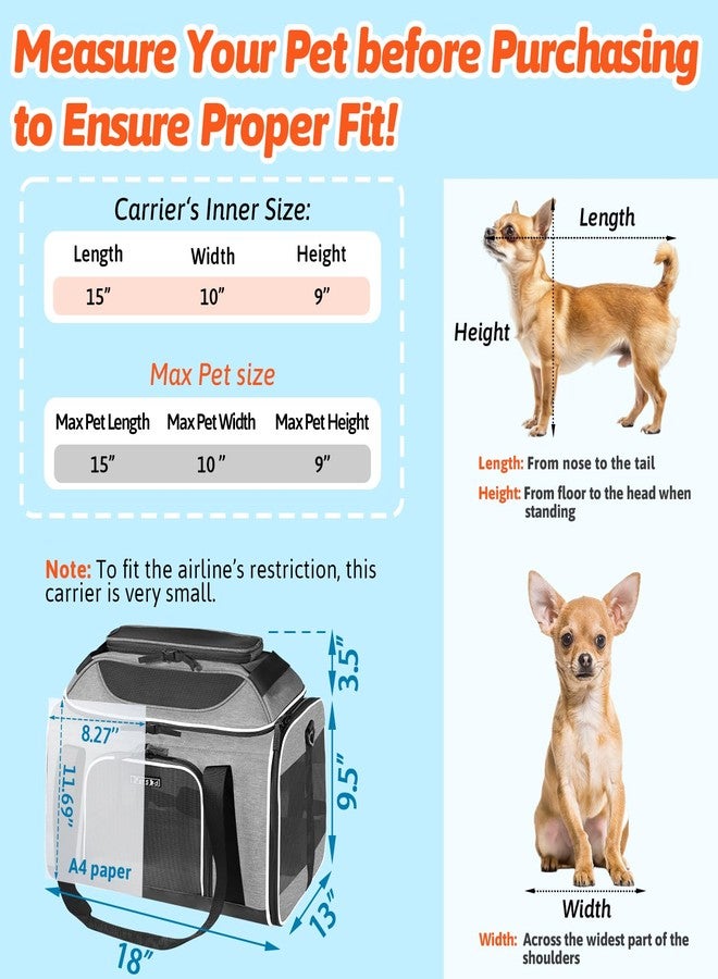 Petskd Top-Expandable Pet Carrier 18x13x9.5 Inches Southwest Airline Approved, Soft-Sided Carrier for Small Cats and Dogs with Locking Safety Zippers and Anti-Scratch Mesh(Grey) - Image 3