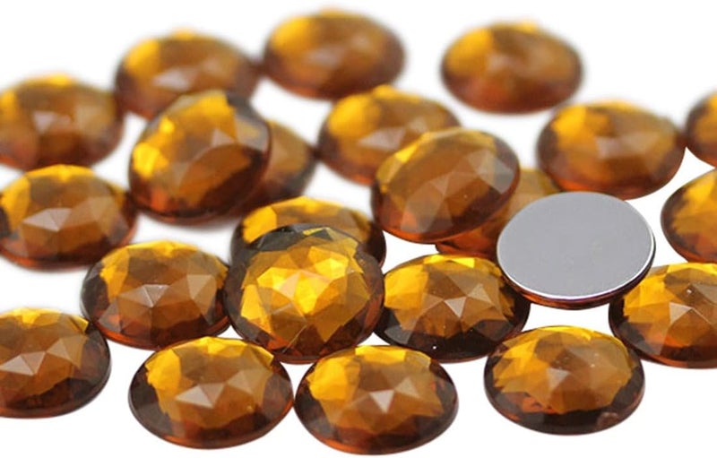 Allstarco 25mm Brown Smokey Topaz A22 Flat Back Round Acrylic Rhinestones Plastic Circle Gems for Costume Making Cosplay Jewels Pro Grade Embelishments - 20 Pieces (Smokey Topaz) - Image 1