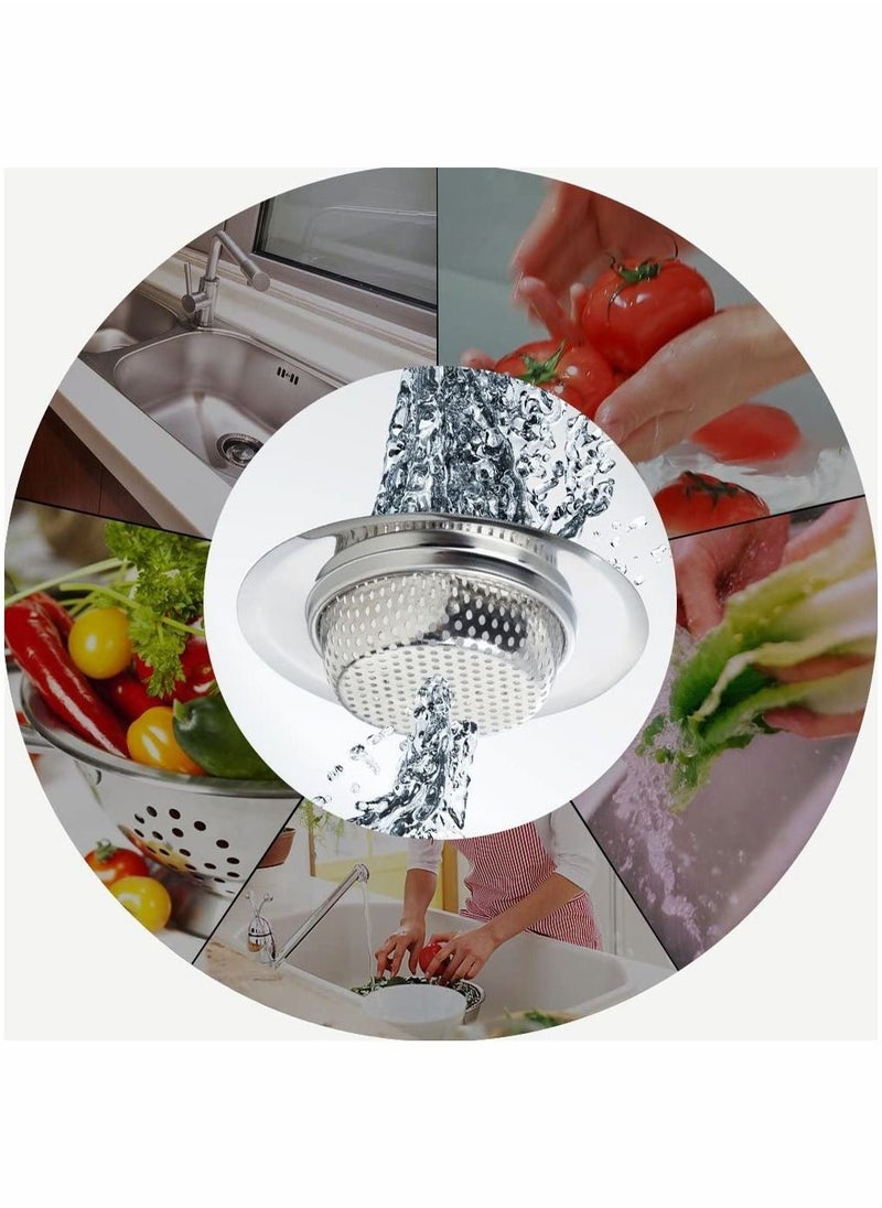 5- Piece Stainless Steel Kitchen Sink Strainer Removable Heavy Duty Drain Filter Perfect for Kitchen Bathroom Basin Laundry Stop Hair Disposal Waste Suitable for drain 8.4cm to 9.4cm Chrome - pzsku/ZCA14E393E63A614D300BZ/45/_/1652082795/348c78de-0423-4b88-9ec9-63263462263b