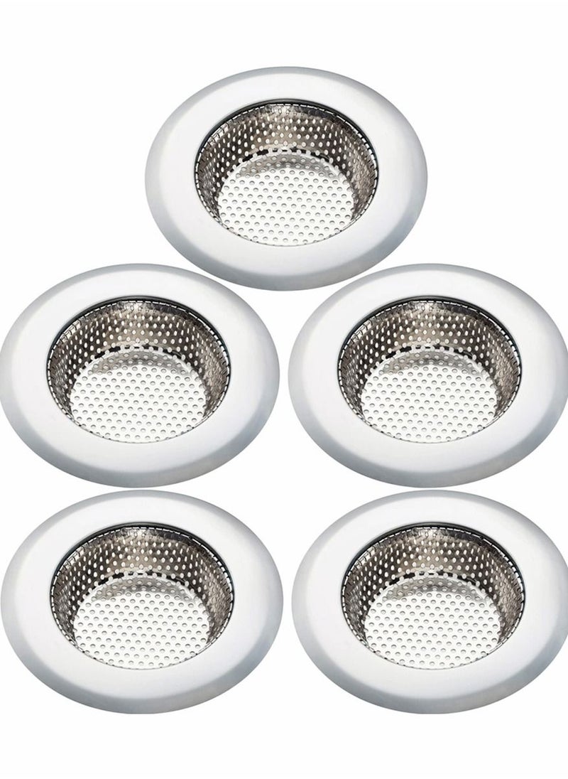 5- Piece Stainless Steel Kitchen Sink Strainer Removable Heavy Duty Drain Filter Perfect for Kitchen Bathroom Basin Laundry Stop Hair Disposal Waste Suitable for drain 8.4cm to 9.4cm Chrome - pzsku/ZCA14E393E63A614D300BZ/45/_/1652082795/a935e73c-656b-4d9d-bc6f-a84a7f4f17a4