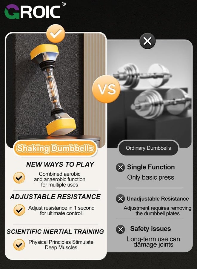 GROIC Shaking Dumbbells - Adjustable Dumbbell Set,Shake Adjustable Resistance up to 10-30kg,Vibration Fitness Equipment for Arm, Dumbbell Shaker Home Gym Exercise Equipment for Strength Training - Image 3