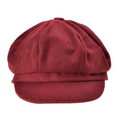 ZLYC Womens Classic Newsboy Caps Visor 8 Panel Gatsby Cabbie Hat, Burgundy - Image 4
