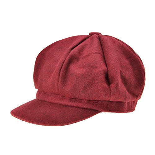 ZLYC Womens Classic Newsboy Caps Visor 8 Panel Gatsby Cabbie Hat, Burgundy - Image 3
