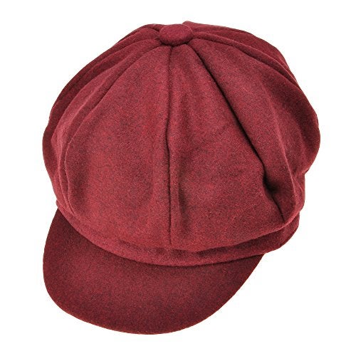 ZLYC Womens Classic Newsboy Caps Visor 8 Panel Gatsby Cabbie Hat, Burgundy - Image 1