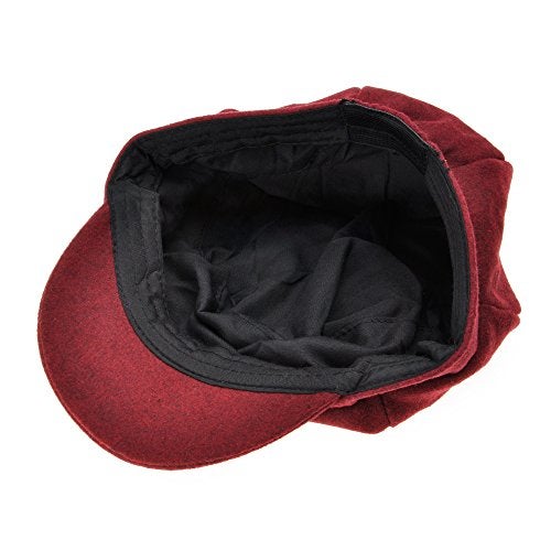 ZLYC Womens Classic Newsboy Caps Visor 8 Panel Gatsby Cabbie Hat, Burgundy - Image 5